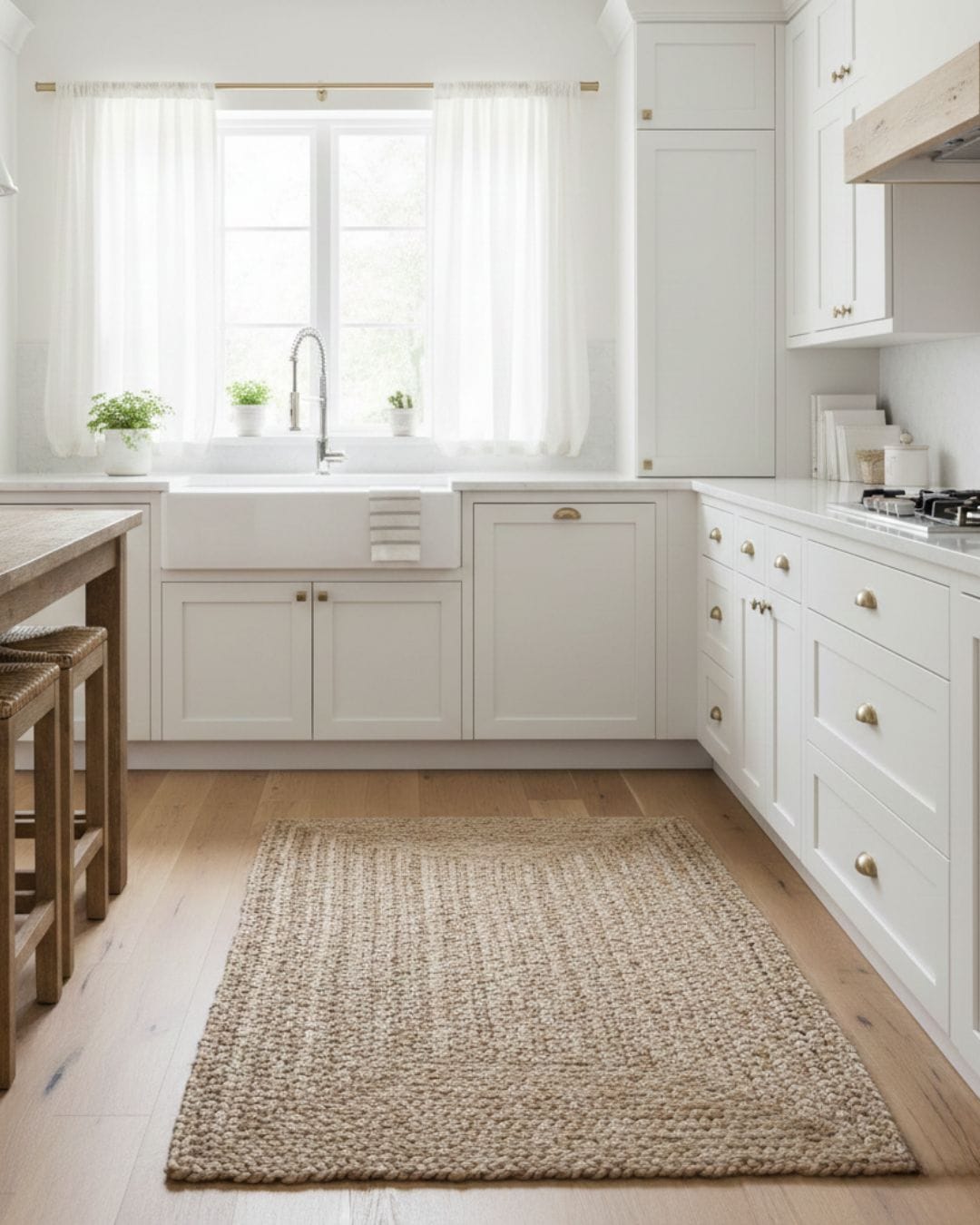 kitchen high traffic area with jute rug